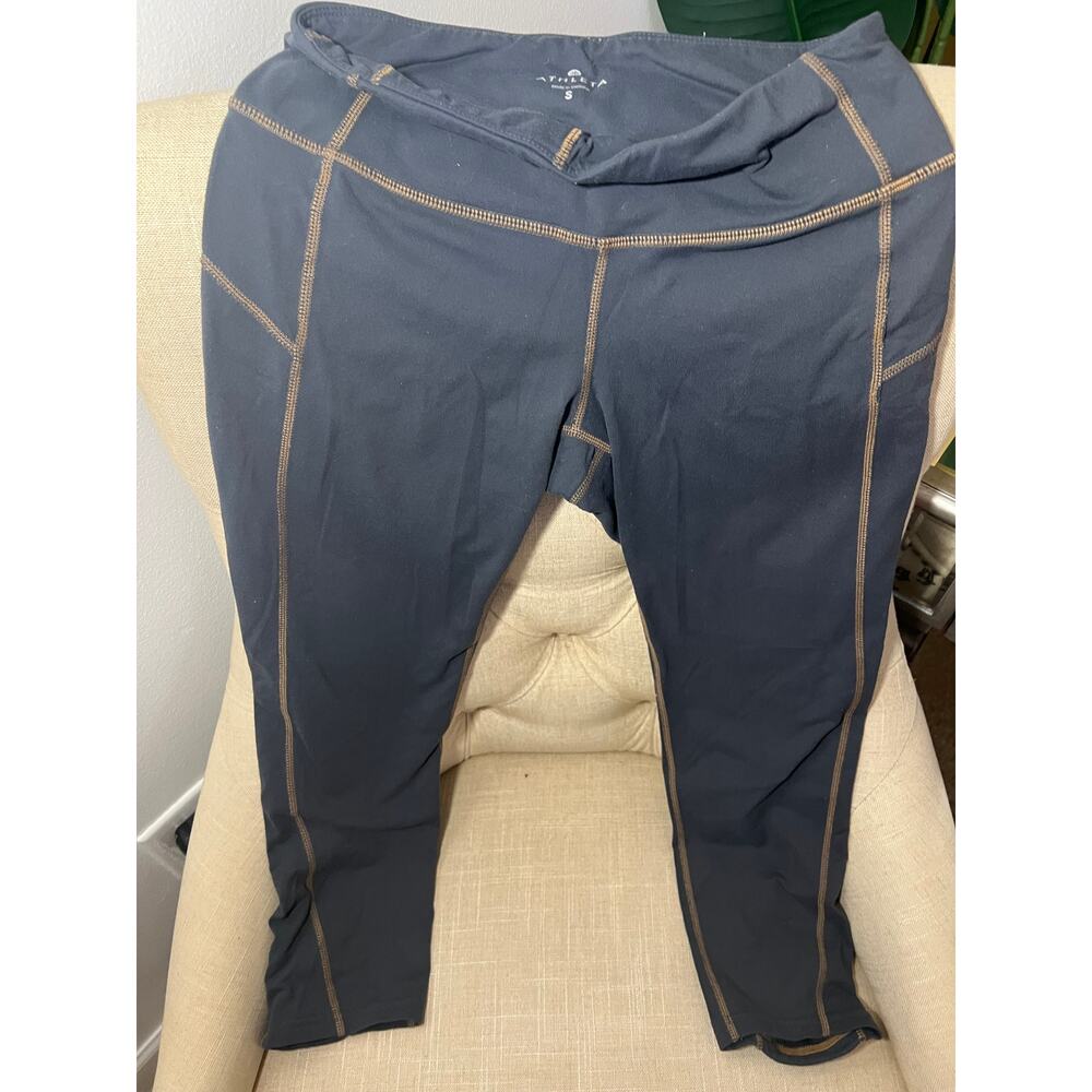 Athleta Black Crop Leggings Size Small Ruched Ankle Athletic Yoga Pants